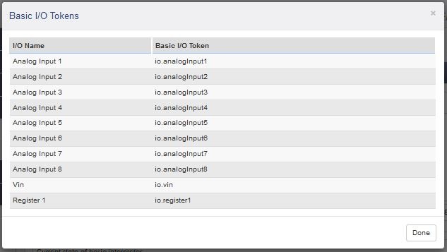 400 Series Control/Logic BASIC I/O Tokens Window