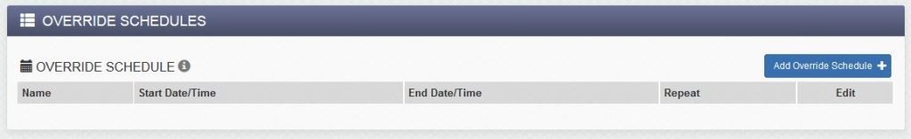 400 Series Control/Logic Override Schedules Setup Window