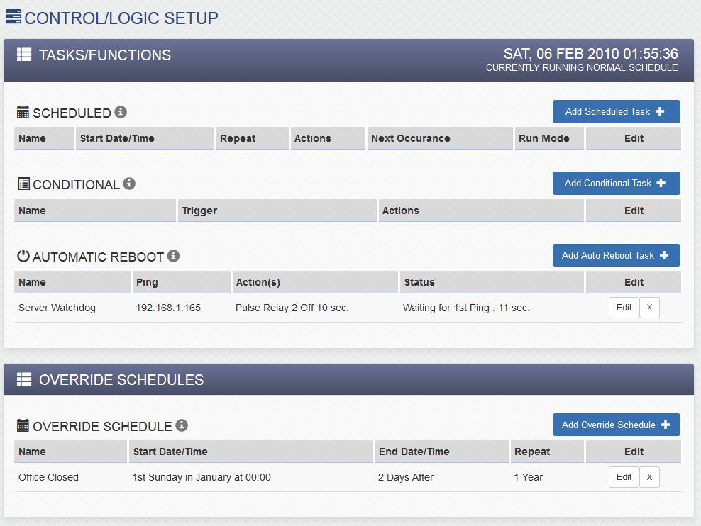 400 Series Control/Logic Setup Window