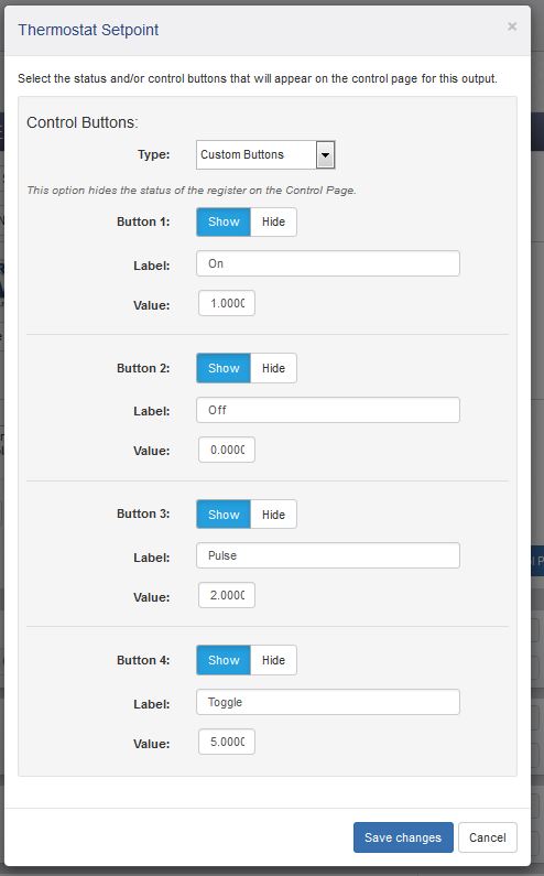400 Series Control Page Register Editor Custom Buttons Window