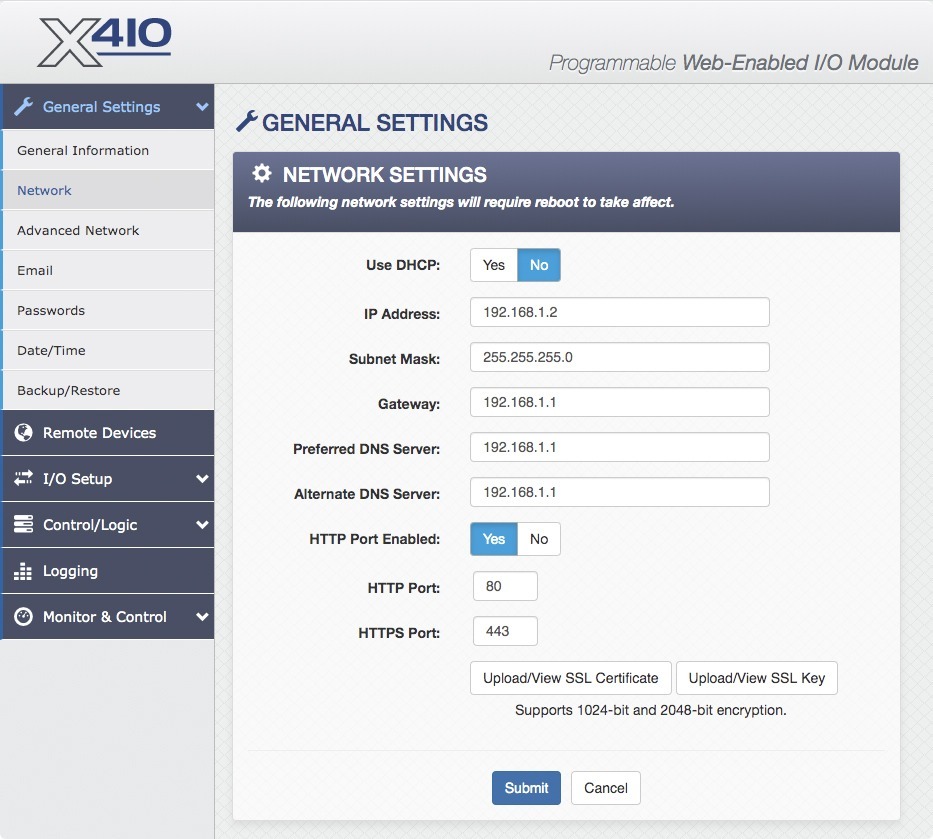 X-410 Firmware Settings Example