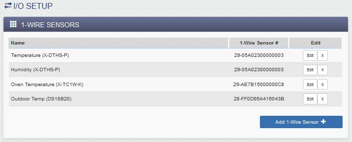 400 Series I/O Setup 1-Wire Sensors Window