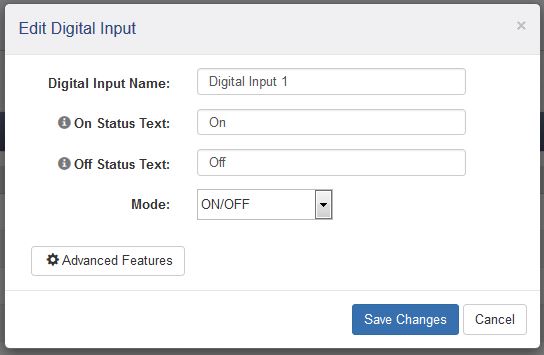 400 Series I/O Setup Digital Input Edit Window