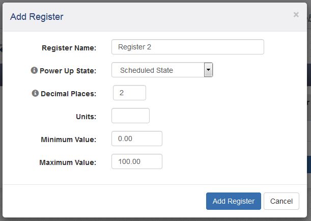 X-417 I/O Setup Add Registers Window