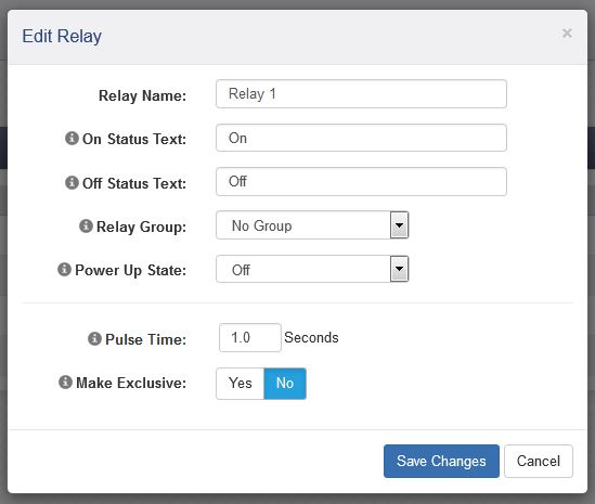 400 Series Edit Relay Window