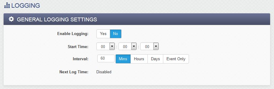400 Series Logging Setup Window