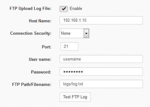 400 Series Logging FTP Settings Window