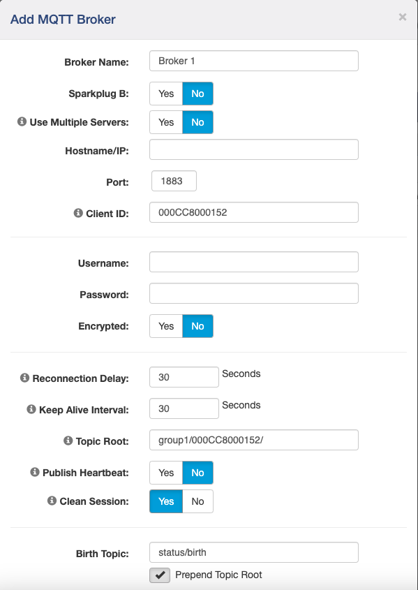 MQTT Broker Settings