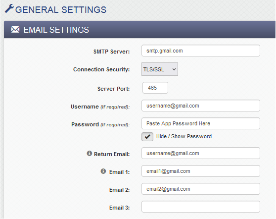 400 Series Email Settings