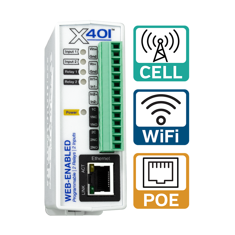 X-401 with Cell, WiFi, and POE icons