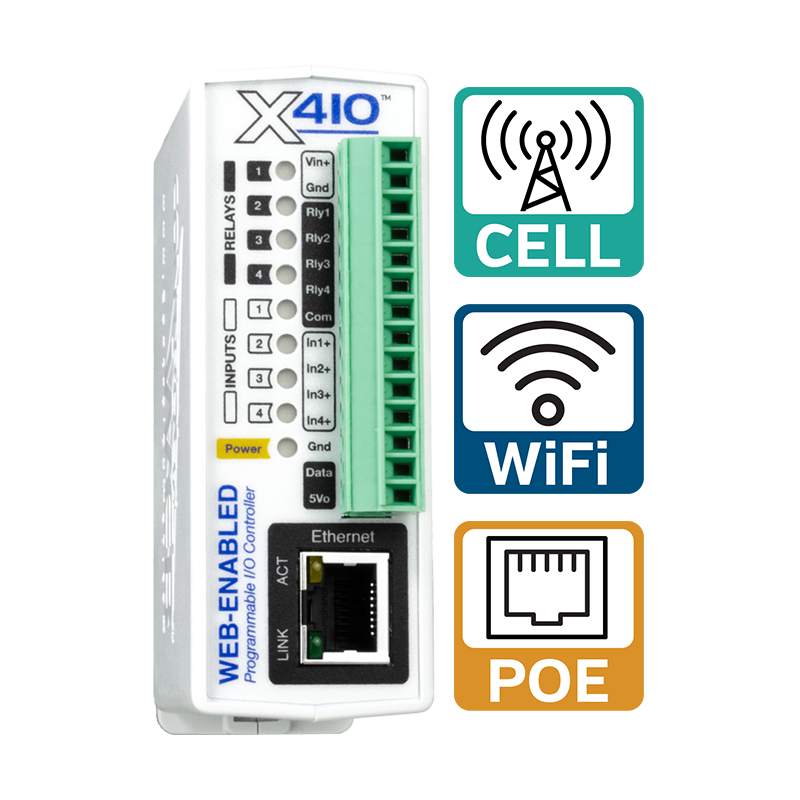 Single X-410 with Cell, WiFi, and POE icons