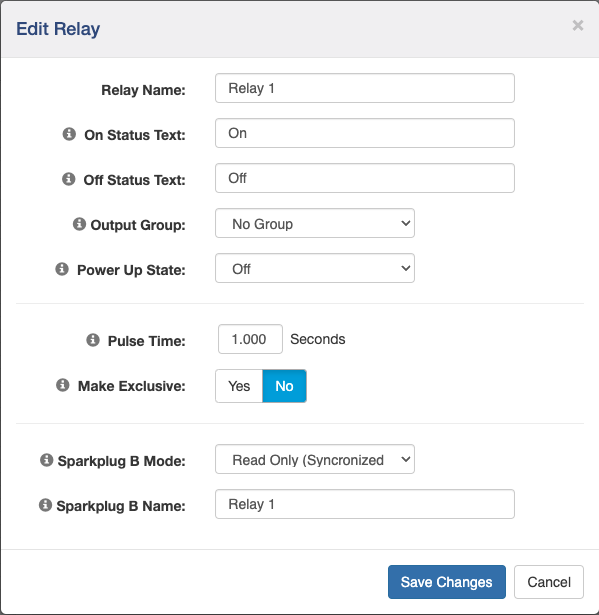 Sparkplug B Relay Settings
