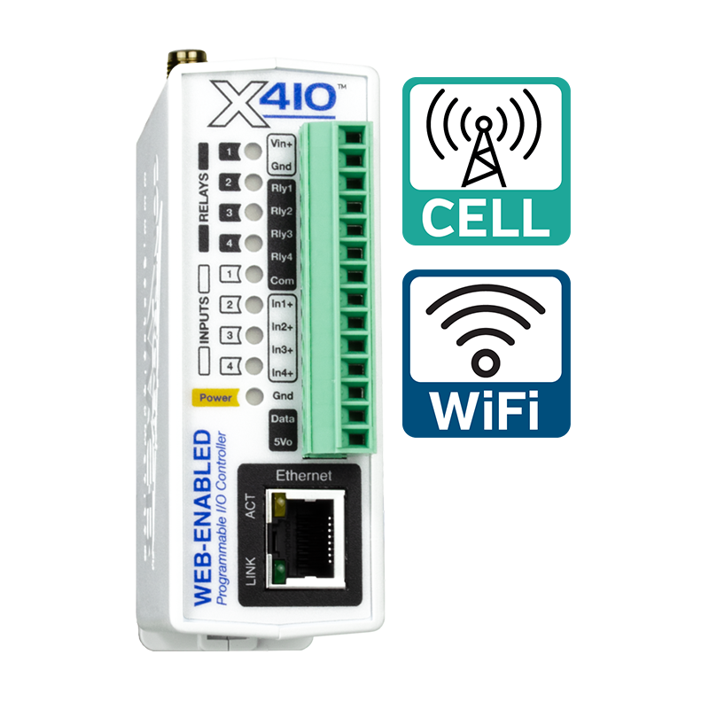 X-410 logic controller with cellular, wifi, and ethernet networking